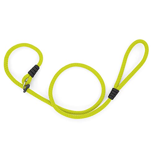 Correa de Perro para Adiestramiento - Correa de Entrenamiento para Perros Medianos y Grandes - Collar y Cuerda con Regulador - 150 cm x 12mm (Verde Lima)