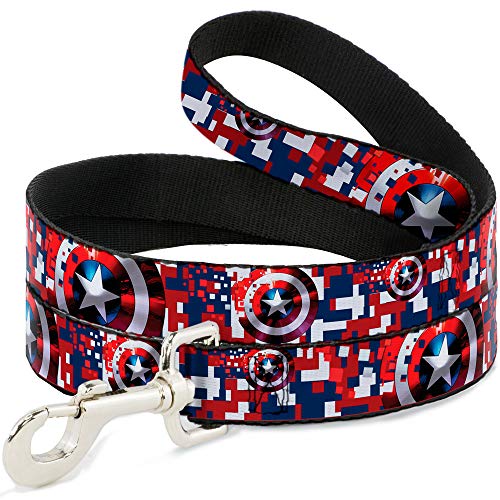 Correa para Perro de Capitán América Escudo Digital Camuflaje Azul Blanco Rojo 6 pies de Largo 1.0 Pulgadas de Ancho