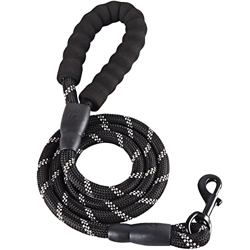 Correa para perros de 1,5 m robusta correa para perros con cómodo agarre acolchado. Apto para perros de talla pequeña mediana y grande 01 (negro)