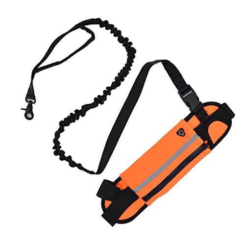 Correa para Perros Manos Libres, poliéster, Bolsillo Deportivo, Correa para Perros, Traje, Tela de Buceo, Nailon sintético, Flexible para Caminar, Correr, Hacer Senderismo Naranja