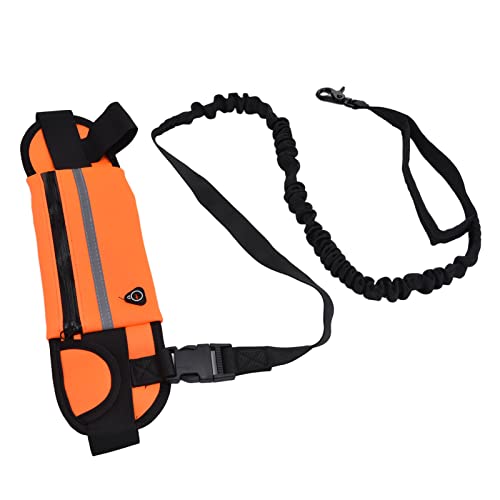 Correa para Perros Manos Libres, poliéster, Bolsillo Deportivo, Correa para Perros, Traje, Tela de Buceo, Nailon sintético, Flexible para Caminar, Correr, Hacer Senderismo Naranja