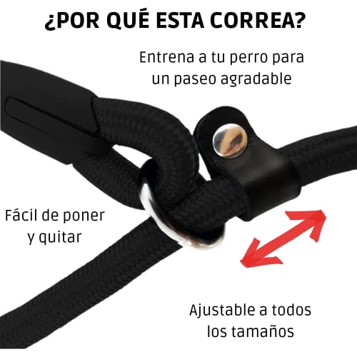 Correa y Collar de adiestramiento para Perros de Todas Las Razas con Agarre ernogómico|Correa para Perros Ajustable Gracias a su mosquetón Deslizante Durabilidad