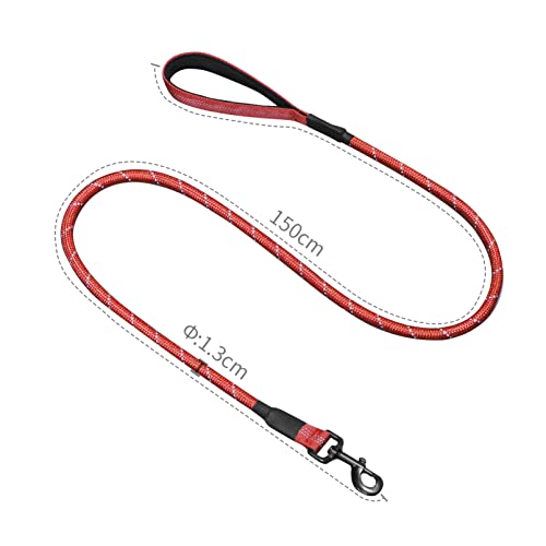 Correas para Perro 150cm Correa para Perro Nylon de Entrenamiento con MangoAcolchadocómodo y Altamente Reflectantes para Perros de Todos los Tamaños(Rojo)