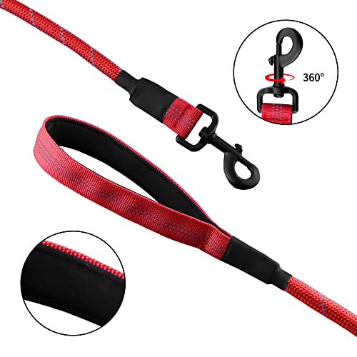 Correas para Perro 150cm Correa para Perro Nylon de Entrenamiento con MangoAcolchadocómodo y Altamente Reflectantes para Perros de Todos los Tamaños(Rojo)