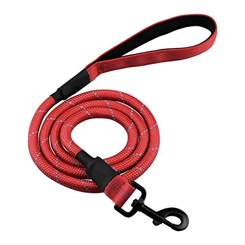 Correas para Perro 150cm Correa para Perro Nylon de Entrenamiento con MangoAcolchadocómodo y Altamente Reflectantes para Perros de Todos los Tamaños(Rojo)