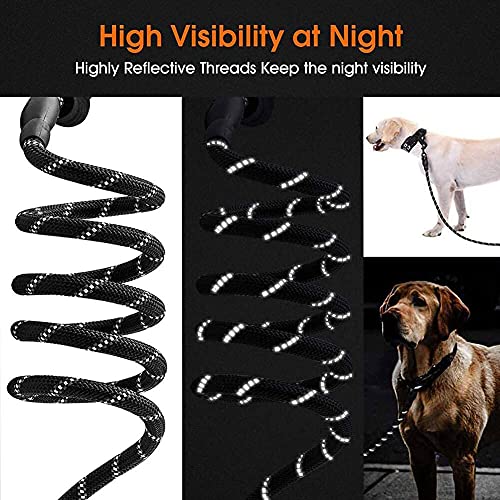 Correas para Perros, con Mango Acolchado Suave y Hilos Altamente Reflectantes, 1,5m de Longitud Nylon Correa de Perro para pequeños, medianos y Perros Grandes (Negro)