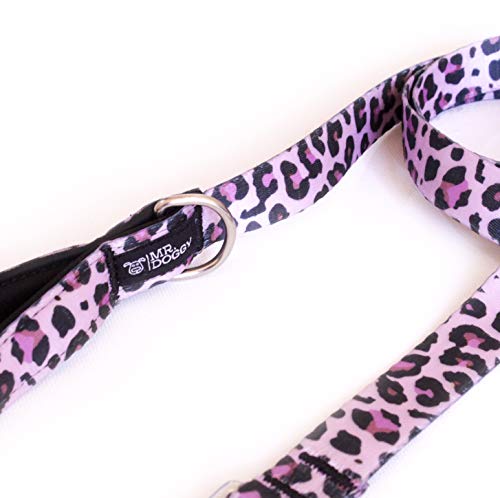 Correas para Perros Originales - para Perro Pequeño, Mediano y Grande - Agarre Acolchado - Correa de Nylon Resistente - Varios Estampados Divertidos (L - 2 x 120 cm, Pink Leopard)