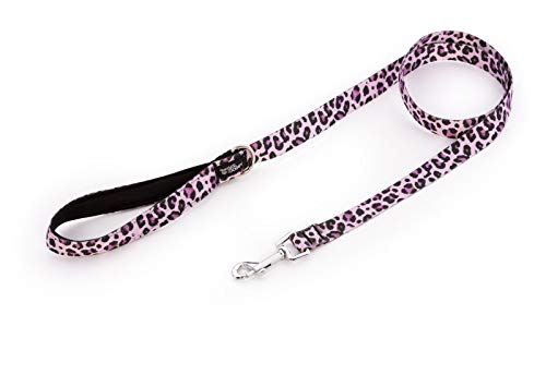 Correas para Perros Originales - para Perro Pequeño, Mediano y Grande - Agarre Acolchado - Correa de Nylon Resistente - Varios Estampados Divertidos (L - 2 x 120 cm, Pink Leopard)