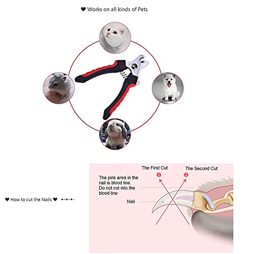 Cortauñas y recortadoras de uñas de grado profesional para gatos, perros, conejos, con un limitador de seguridad para evitar el corte excesivo. Lima de uñas gratis, tamaño pequeño