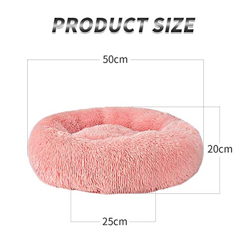 Cozywind Cama para Perros y Gatos,Cama Antiestres Perro Mascotas Calentito Cojín Redondo Suave de Felpa (50, Rosa)