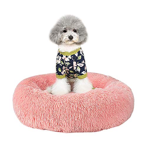 Cozywind Cama para Perros y Gatos,Cama Antiestres Perro Mascotas Calentito Cojín Redondo Suave de Felpa (50, Rosa)