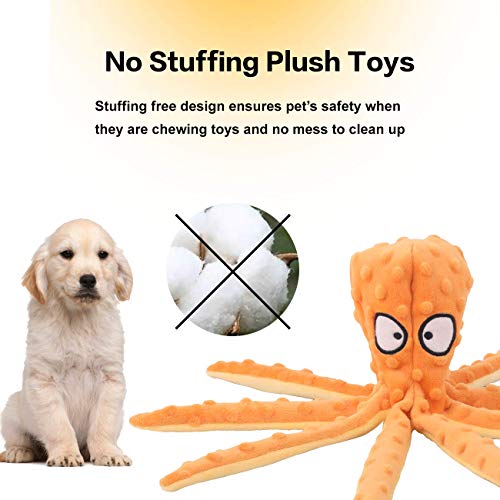 CPYOSN Pulpo de Juguetes chirriantes para Perros, Juguetes de Peluche arrugados sin Relleno para la dentición de Cachorros, Juguetes masticables duraderos para Perros pequeños y medianos