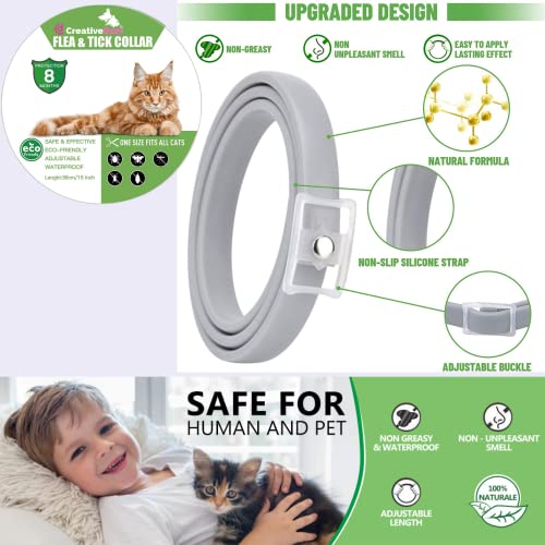 CreativeDom - Collar antiparasitario - antipulgas | Tratamiento antipulgas Gatos para Gatos | 8 Meses de protección contra Pulgas - Garrapatas y Mosquitos | Collar Gatos Pequeño-Mediano-Grande