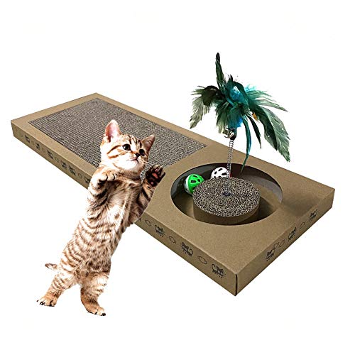 CRMY Tablero de rascar de Juguete para Gatos Jingle Ball para Gatos, Placa de Juego con cartón rascador Integrado, Cuidado Diario de Las Garras y Empleo apropiado para la Especie (Size : XL)