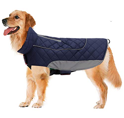 Ctomche Abrigos para perro, abrigo para perro, chaqueta impermeable y resistente al viento, abrigo de invierno con arnés, cortavientos, chaleco cálido para perros medianos y grandes, azul marino, XS