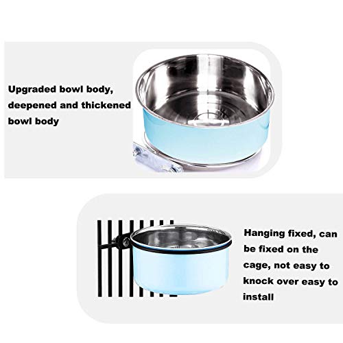 Cuencos colgantes para perros, de acero inoxidable mediano para colgar en cajas y jaulas, cuencos de comida para perros y cuencos de agua (1,7 l/63 onzas)