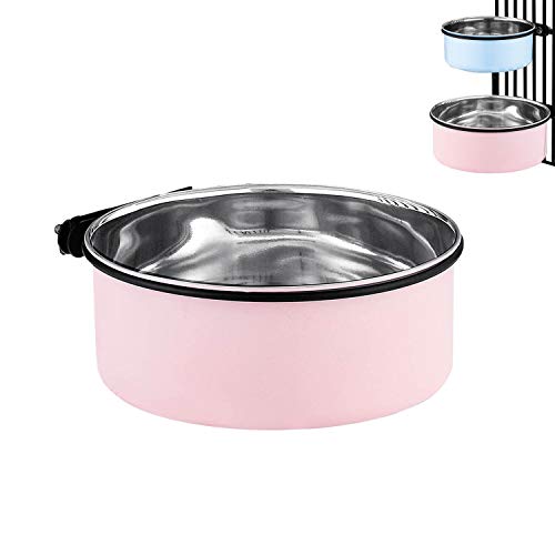 Cuencos colgantes para perros, de acero inoxidable mediano para colgar en cajas y jaulas, cuencos de comida para perros y cuencos de agua (1,7 l/63 onzas)