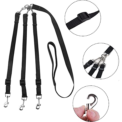 Cuerda de Tracción para Perros, 3 en 1 Perro Correas, Correa de Acoplamiento de Perro, Correa de Mascota de Nailon Ajustable Desmontable para Perros Medianos y Pequeños (Negro)