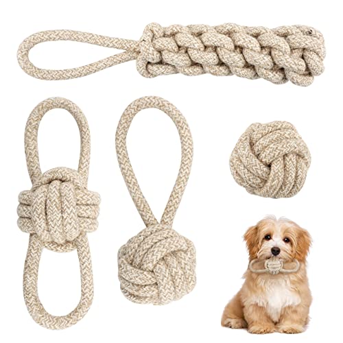 Cuerdas Perros Morder,KIPIDA Juguetes para Perros,4 Piezas Juego de Juguetes para Perros Cachorros,Durable MasticableCuerda,Juguetes de Cuerda para Perros, Medianos Juguetes Perros pequeños,Regalo