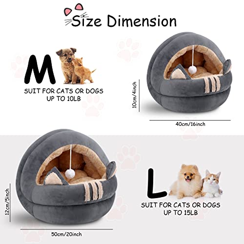 Cueva de felpa suave, con capucha para gatos y perros y gatos, cómoda cama para dormir interior de 50 cm