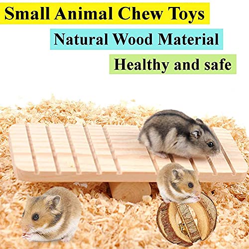 CUIFULI 14pcs Pequeñas Mascotas Mascotas Juguetes Masticables Natural Pino Madera Unicycle Rodillo Ejercicio Cuidado De Dientes Juguete Molar Para Hámster Cobillo Conejos Chinchilla Loro Gerbos