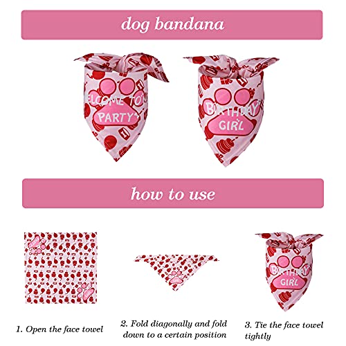 Cumpleaños para Perros,Bandana Cumpleaños Perro,Set de Cumpleaños para Mascotas,Perro Cumpleaños,Decoracion Cumpleaños para Perros,Regalo de Perros Rosa