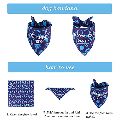 Cumpleaños para Perros,Bandana Cumpleaños Perro,Set de Cumpleaños para Mascotas,Perro Cumpleaños,Decoracion Cumpleaños para Perros,Regalo de Perros（Azul）