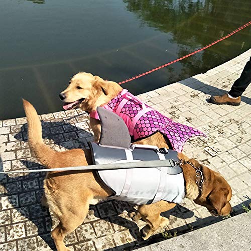 DALADA Chaleco salvavidas para perros con asas y gran flotabilidad, correas ajustables, traje de baño de tiburón para mascotas flotador para mascotas rafting canotaje, surf, entrenamiento acuático