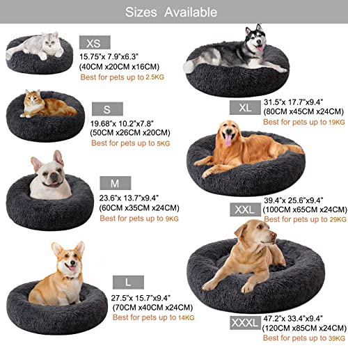 DanceWhale Redonda Cama Perro Gato Cama Cama de Felpa para Mascota Lavable Sofa Suave Cachorro Calentito Cojín(100cm, Gris Oscuro)