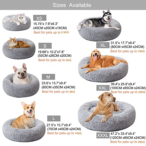 DanceWhale Redonda Cama Perro Gato Cama Cama de Felpa para Mascota Lavable Sofa Suave Cachorro Calentito Cojín(60cm, Gris)