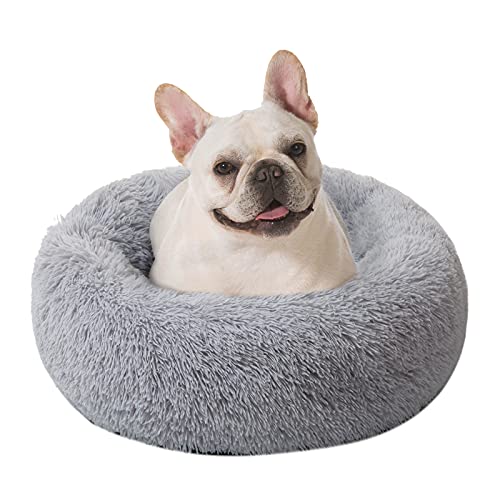 DanceWhale Redonda Cama Perro Gato Cama Cama de Felpa para Mascota Lavable Sofa Suave Cachorro Calentito Cojín(60cm, Gris)