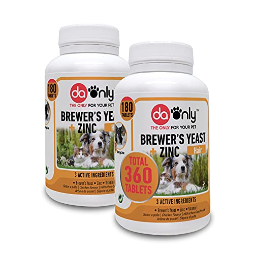 DAONLY Levadura de Cerveza para Perros y Gatos en Comprimidos (Pack de 2). Suplemento Nutricional con vitaminas B para el Pelo, la Piel y Las Uñas de tu Mascota.