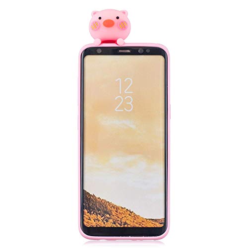 DasKAn Cartoon 3D Cerdita Cerda Mate Funda de Silicona para Samsung Galaxy S8 Plus, Diseño Animal Lindo Ultra Delgado Color sólido de Goma Protectora de TPU para teléfono a Prueba de Golpes, Rosa