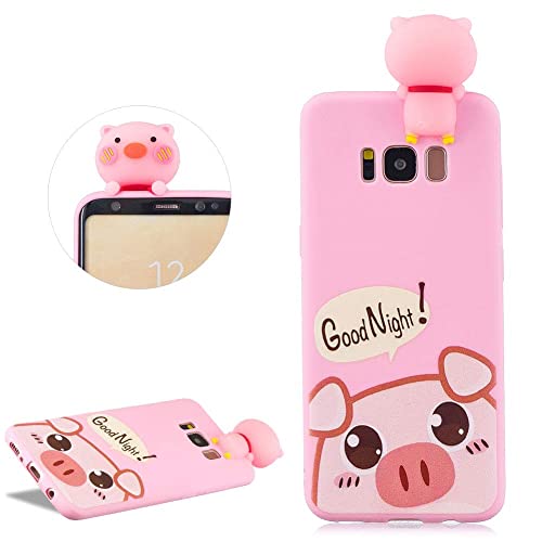 DasKAn Cartoon 3D Cerdita Cerda Mate Funda de Silicona para Samsung Galaxy S8 Plus, Diseño Animal Lindo Ultra Delgado Color sólido de Goma Protectora de TPU para teléfono a Prueba de Golpes, Rosa