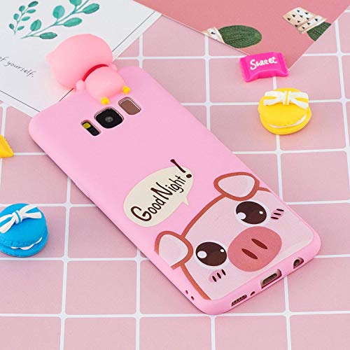 DasKAn Cartoon 3D Cerdita Cerda Mate Funda de Silicona para Samsung Galaxy S8 Plus, Diseño Animal Lindo Ultra Delgado Color sólido de Goma Protectora de TPU para teléfono a Prueba de Golpes, Rosa