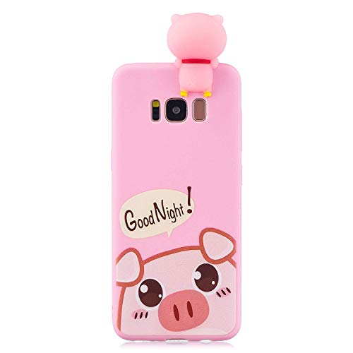 DasKAn Cartoon 3D Cerdita Cerda Mate Funda de Silicona para Samsung Galaxy S8 Plus, Diseño Animal Lindo Ultra Delgado Color sólido de Goma Protectora de TPU para teléfono a Prueba de Golpes, Rosa