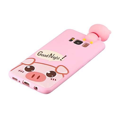 DasKAn Cartoon 3D Cerdita Cerda Mate Funda de Silicona para Samsung Galaxy S8 Plus, Diseño Animal Lindo Ultra Delgado Color sólido de Goma Protectora de TPU para teléfono a Prueba de Golpes, Rosa