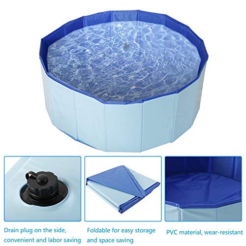 DasMorine Bañera plegable para perros, de PVC, para piscina, para perros, de 80 x 20 cm, color azul