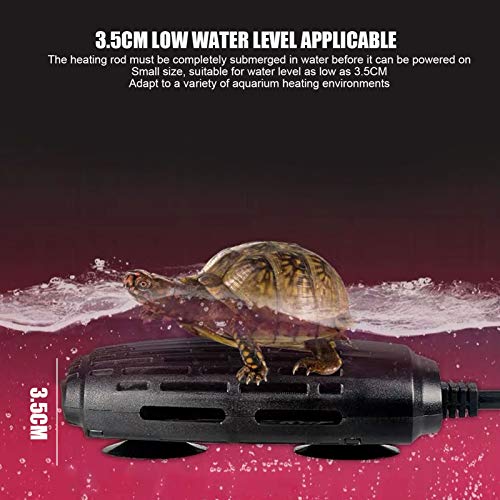 DAUERHAFT Calentador de Acuario Sumergible Mini Varilla calefactora antiexplosión Tortuga Tanque de Peces de Agua Baja Termostato automático EU 220V para Agua Salada Marina y Agua Dulce(100w)