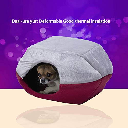 DAXINYANG Invierno cálido Nido de Gato yurta extraíble y Lavable criadero de Perros de Peluche Mascota Nido Cerrado de Gato Saco de Dormir pequeñas y Medianas Empresas,Marrón,L