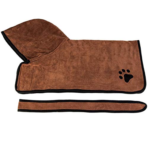 DBAILY Albornoz De Microfibra para Perro Toallas Secadores Rápido para Perros Pequeños Grandes+2pcs Toalla Absorbente De Secado Rápido para Perros para Todo Tipo De Perros y Otras Mascotas（S,Marrón）