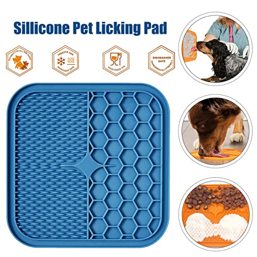 DCUKPST Alfombrilla para perros para fugas, pack de 2 unidades, con 1 espátula de silicona, sin BPA, alfombrilla para comida lenta (15 x 15 cm)