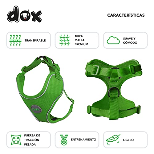 DDOXX Arnés Perro Air Mesh, Ajustable, Reflectante, Acolchado | Muchos Colores & Tamaños | para Perros Pequeño, Mediano y Grande | Accesorios Gato Cachorro | Verde, S