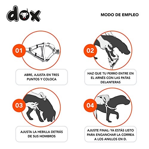 DDOXX Arnés Perro Step-In Nylon, Reflectante, Ajustable | Muchos Colores & Tamaños | para Perros Pequeño, Mediano y Grande | Accesorios Gato Cachorro | Naranja, XXS