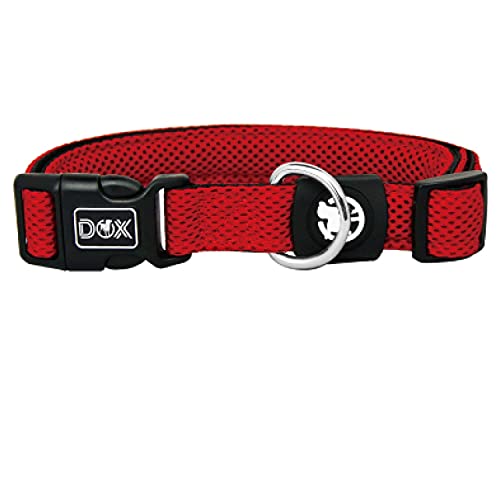 DDOXX Collar Perro Air Mesh, Ajustable, Acolchado | Muchos Colores & Tamaños | para Perros Pequeño, Mediano y Grande | Collares Accesorios Gato Cachorro | Rojo, S