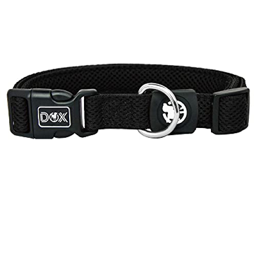 DDOXX Collar Perro Air Mesh, Ajustable, Acolchado | Muchos Colores & Tamaños | para Perros Pequeño, Mediano y Grande | Collares Accesorios Gato Cachorro | Negro, M