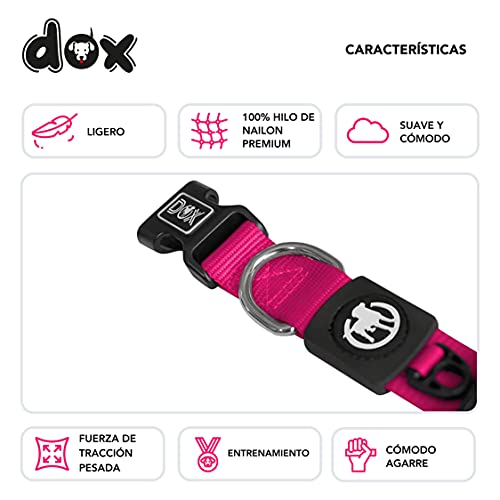 DDOXX Collar Perro Nylon, Ajustable | Muchos Colores & Tamaños | para Perros Pequeño, Mediano y Grande | Collares Accesorios Gato Cachorro | Rosado Pink, L