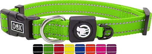 DDOXX Collar Perro Nylon, Reflectante, Ajustable | Muchos Colores & Tamaños | para Perros Pequeño, Mediano y Grande | Collares Accesorios Gato Cachorro | Verde, M