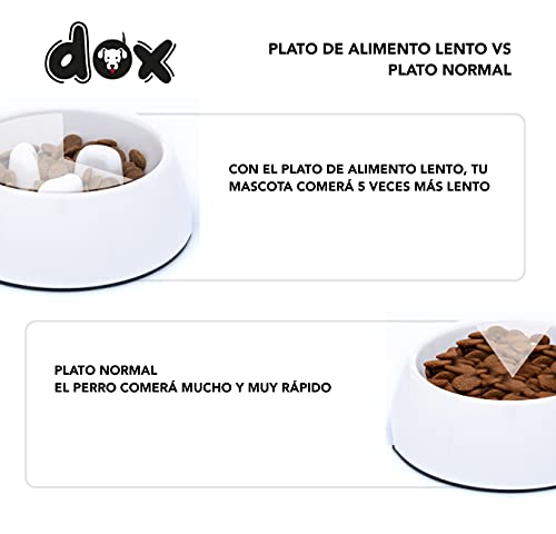 DDOXX Comedero Antivoracidad Perro, Antideslizante | Muchos Colores y Tamaños | para Perros Pequeño, Mediano y Grande | Bol Accesorios Melamina Gato Cachorro | Blanco, 140 ml