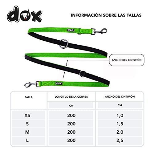 DDOXX Correa Perro Multiposición Air Mesh, Ajustable en 3 tamaños, 2m | Muchos Colores & Tamaños | para Perros Pequeño, Mediano y Grande | Correa Accesorios Doble 2 Gato Cachorro | Verde, M